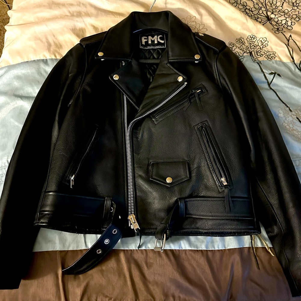 Black Leather Biker Jacket - Classic Men's Motorcycle Coat